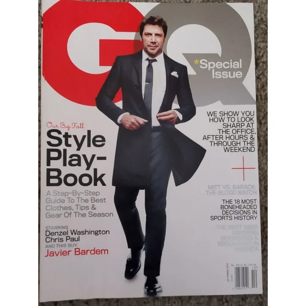 GQ Magazine Oct 2012 Chris Paul Javier Bardem Denzel Washington Barack Obama‎